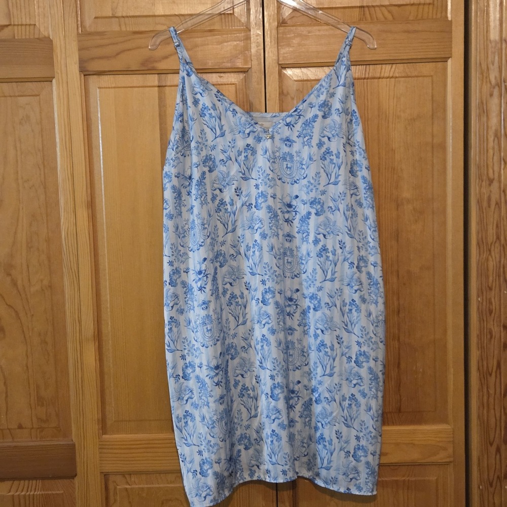 Bridgerton Shondaland Nighty Chemise Slip  Nightgown Women's XL Blue Babydoll